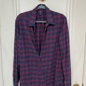 J. Crew Plaid Flannel Shirt in Burgundy and Navy